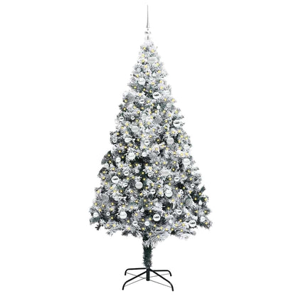 Kunstkerstboom met 300 LED Wit 210 cm PVC en Staal en Kunststof