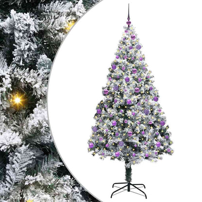 Kunstkerstboom met 300 LED Wit 210 cm PVC en Staal en Kunststof