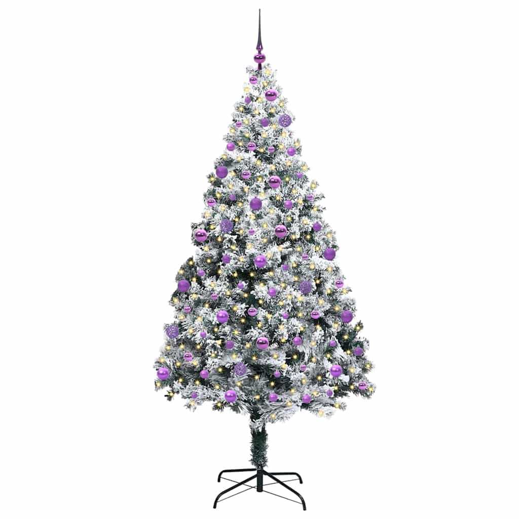 Kunstkerstboom met 300 LED Wit 210 cm PVC en Staal en Kunststof