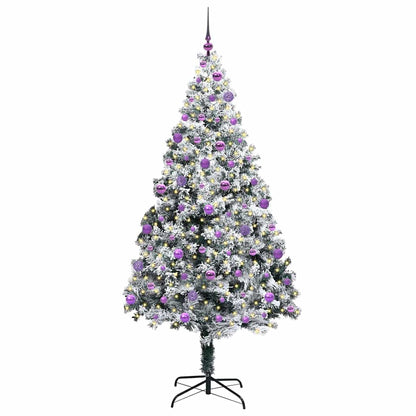 Kunstkerstboom met 300 LED Wit 210 cm PVC en Staal en Kunststof