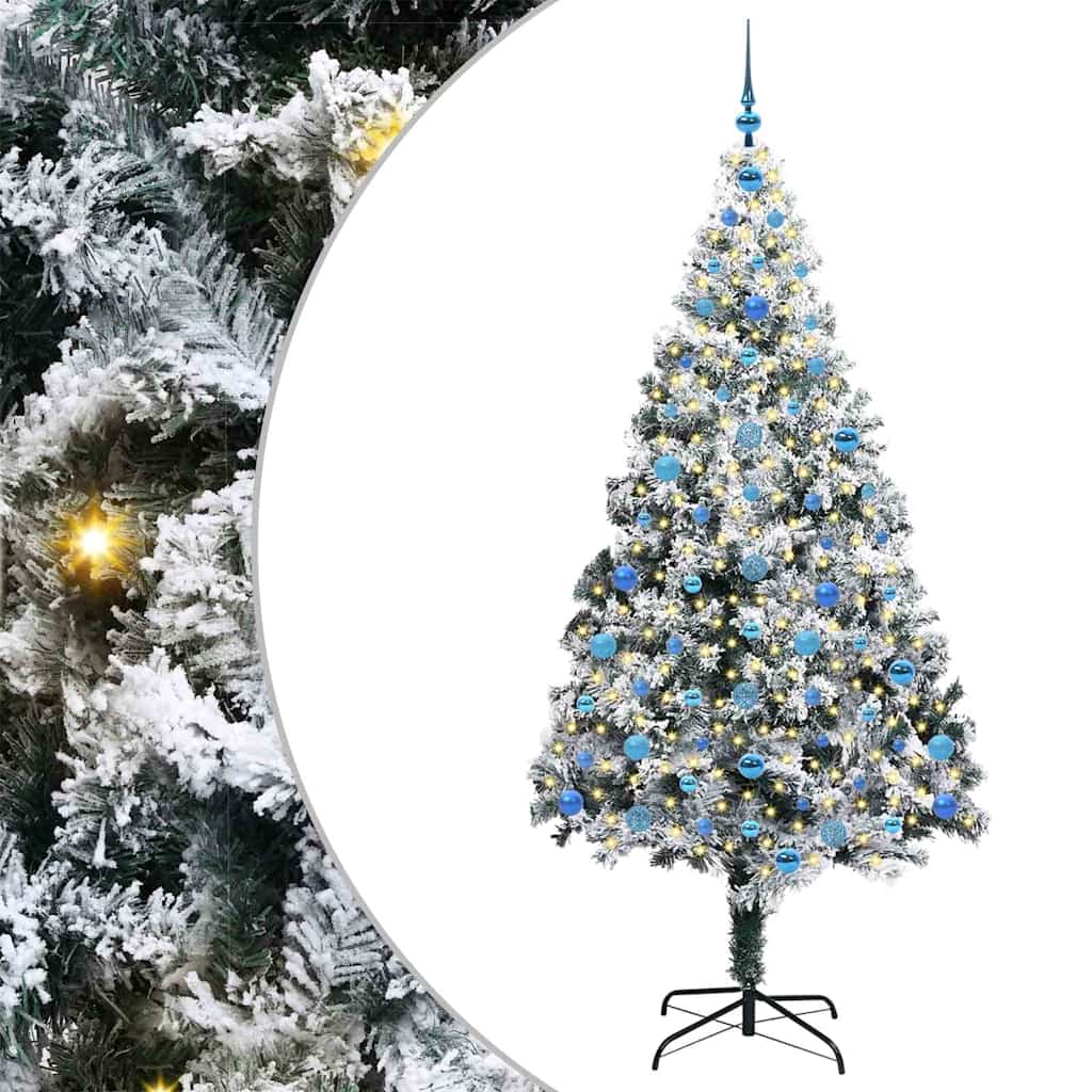 Kunstkerstboom met 300 LED Wit 210 cm PVC en Staal en Kunststof