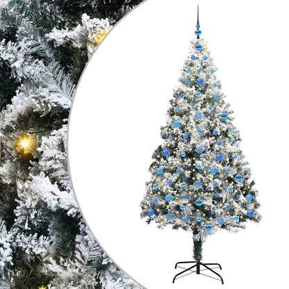 Kunstkerstboom met 300 LED Wit 210 cm PVC en Staal en Kunststof