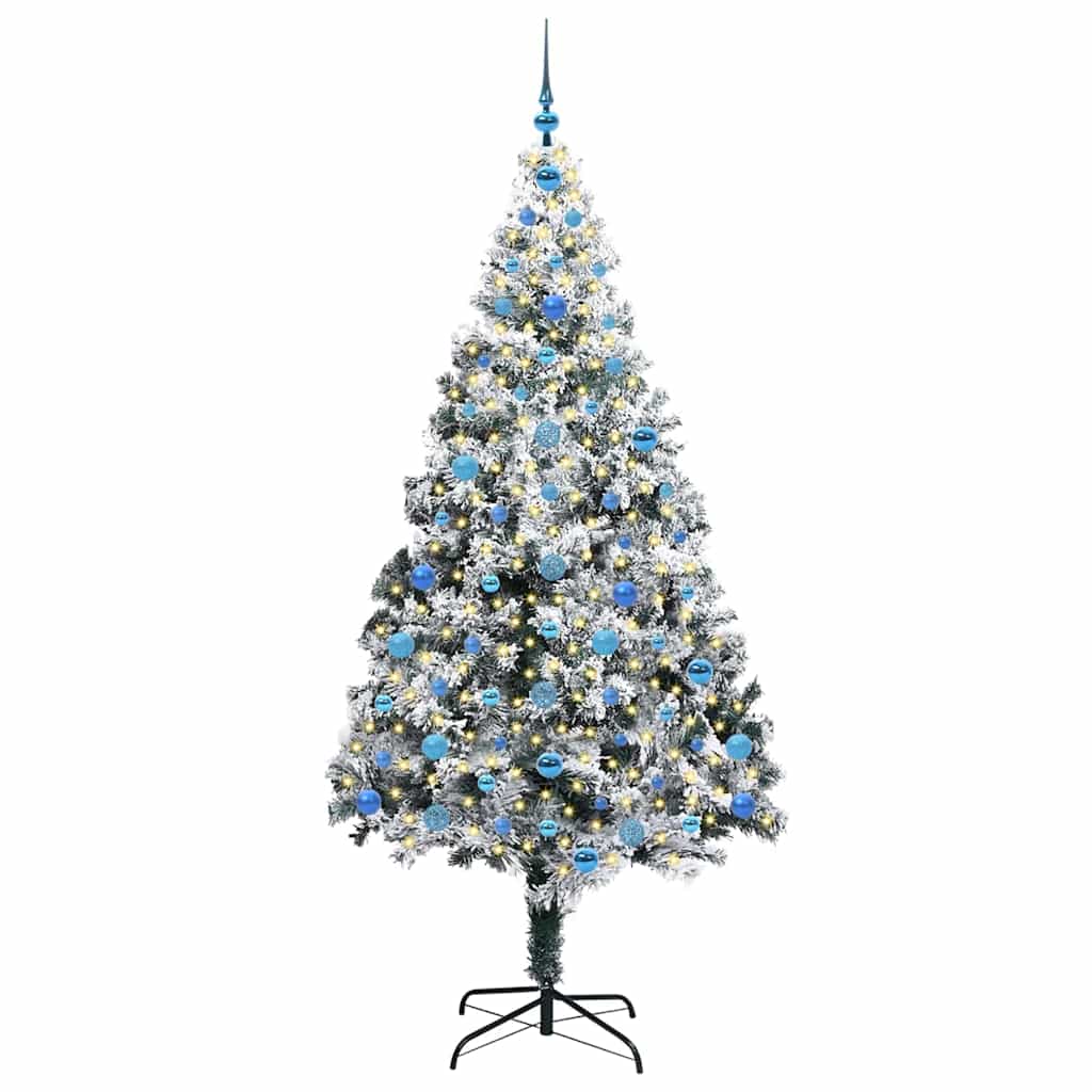 Kunstkerstboom met 300 LED Wit 210 cm PVC en Staal en Kunststof