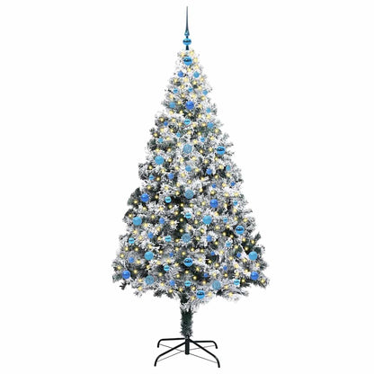 Kunstkerstboom met 300 LED Wit 210 cm PVC en Staal en Kunststof