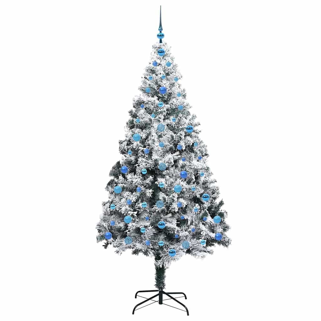 Kunstkerstboom met 300 LED Wit 210 cm PVC en Staal en Kunststof