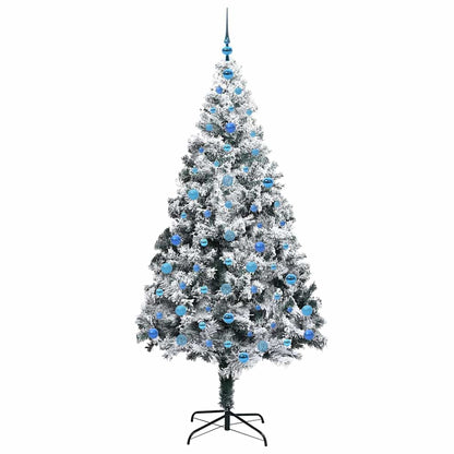Kunstkerstboom met 300 LED Wit 210 cm PVC en Staal en Kunststof