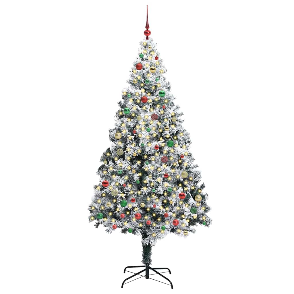 Kunstkerstboom met 300 LED Wit 210 cm PVC en Staal en Kunststof
