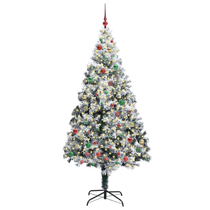 Kunstkerstboom met 300 LED Wit 210 cm PVC en Staal en Kunststof