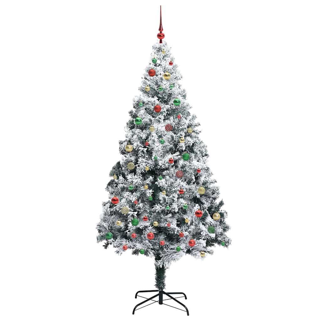 Kunstkerstboom met 300 LED Wit 210 cm PVC en Staal en Kunststof