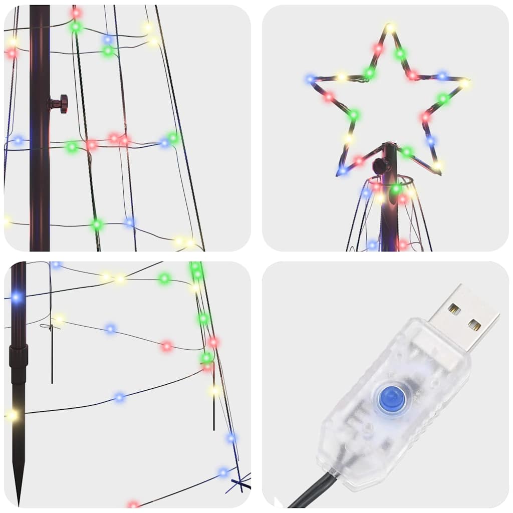 LED Kerstboom met Grondspiesjes Multikleur 250 cm IJzer