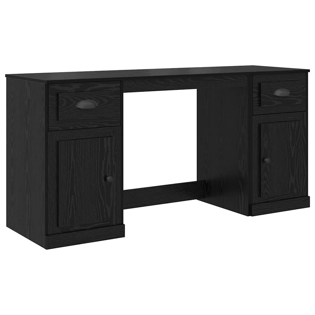 Bureau met kast Zwart Eiken 154,5 x 50 x 75 cm Bewerkt hout