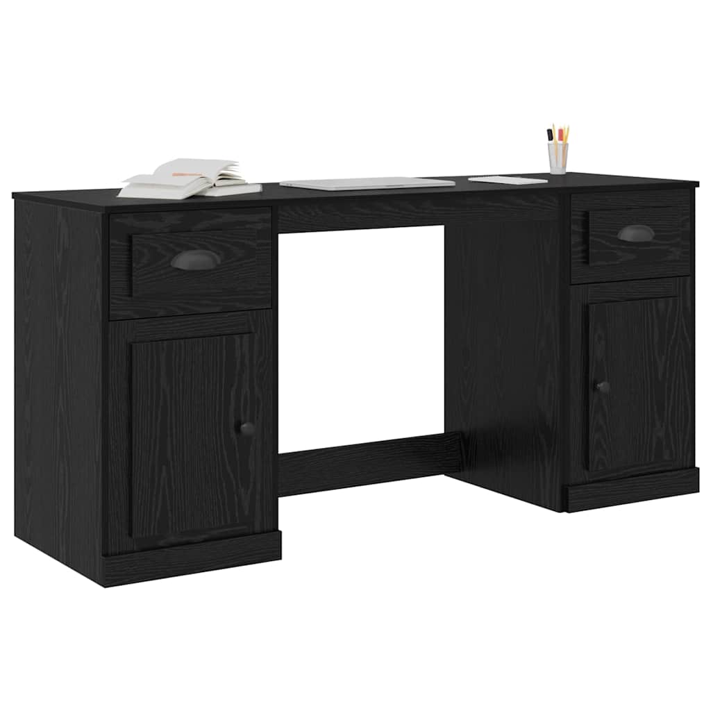 Bureau met kast Zwart Eiken 154,5 x 50 x 75 cm Bewerkt hout
