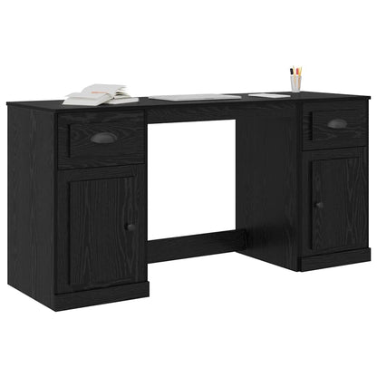 Bureau met kast Zwart Eiken 154,5 x 50 x 75 cm Bewerkt hout