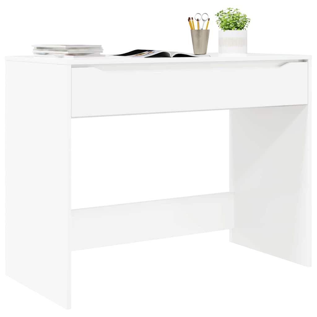 Bureau met lade Hoogglans wit 100 x 50 x 78 cm Bewerkt hout