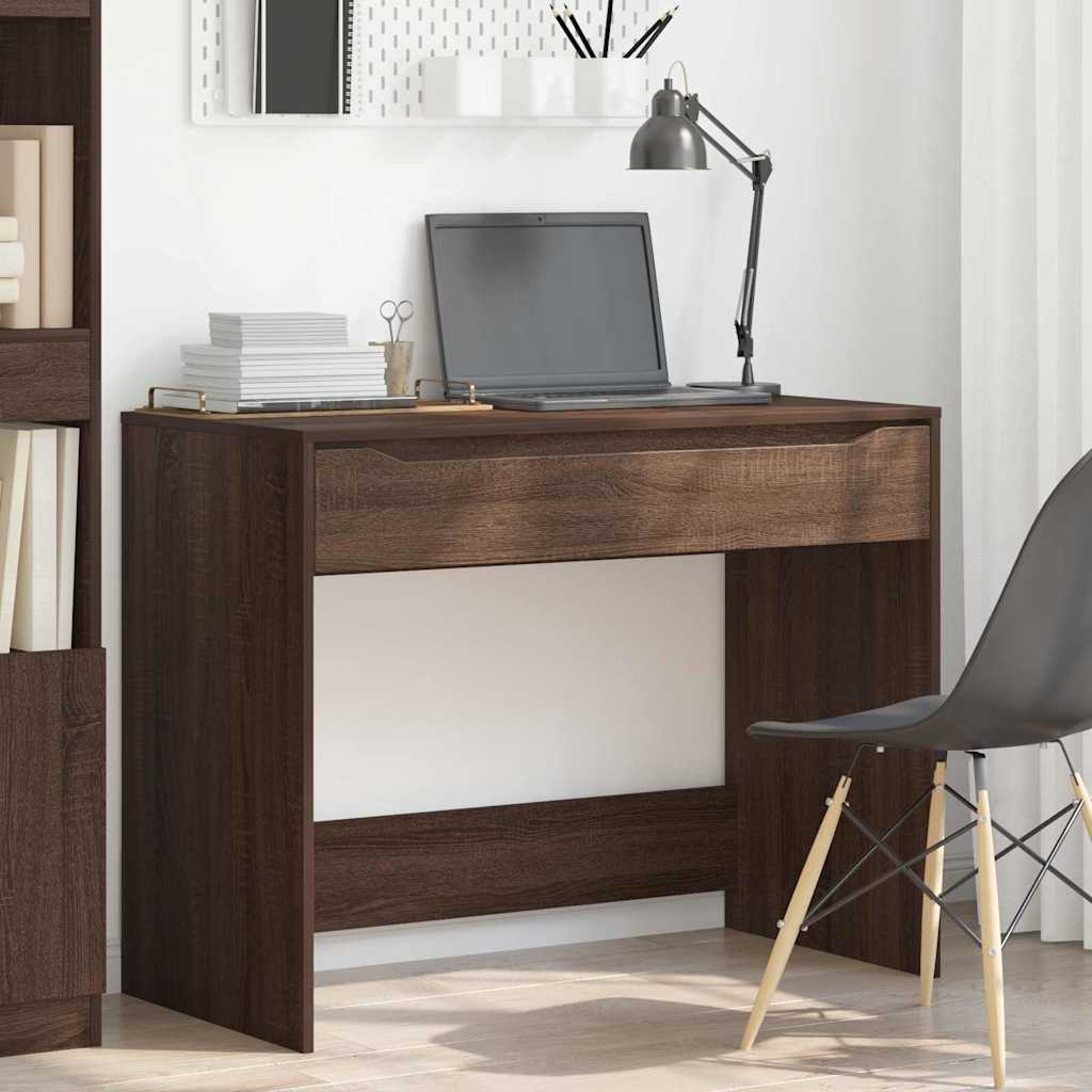 Bureau met lade Bruin Eiken 100 x 50 x 78 cm Bewerkt hout