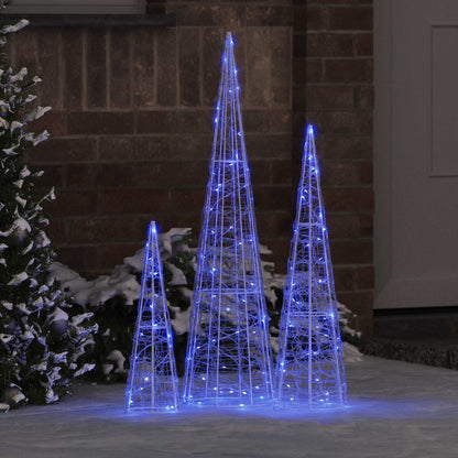 Kerstboom met 90 LED 3 pcs Blauw 20 x 20 x 80 cm Acryl
