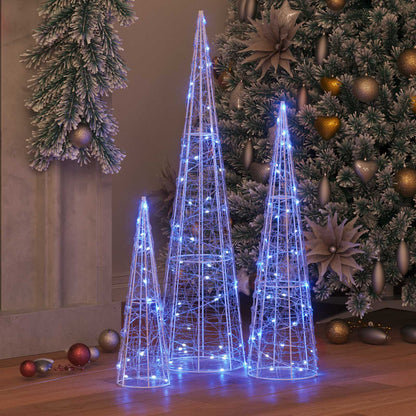 Kerstboom met 90 LED 3 pcs Blauw 20 x 20 x 80 cm Acryl