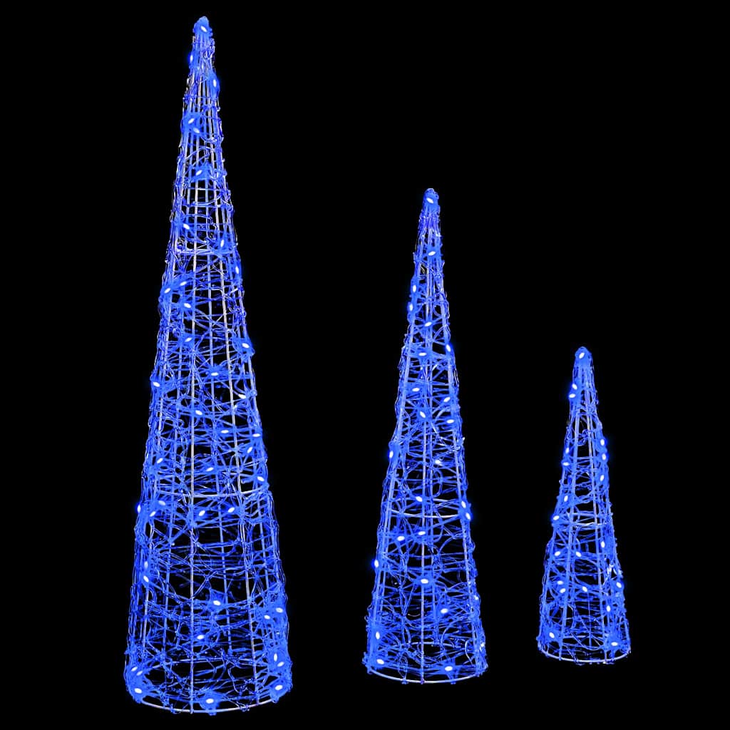Kerstboom met 90 LED 3 pcs Blauw 20 x 20 x 80 cm Acryl