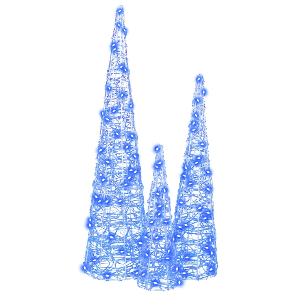 Kerstboom met 90 LED 3 pcs Blauw 20 x 20 x 80 cm Acryl