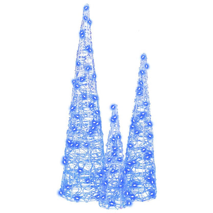 Kerstboom met 90 LED 3 pcs Blauw 20 x 20 x 80 cm Acryl