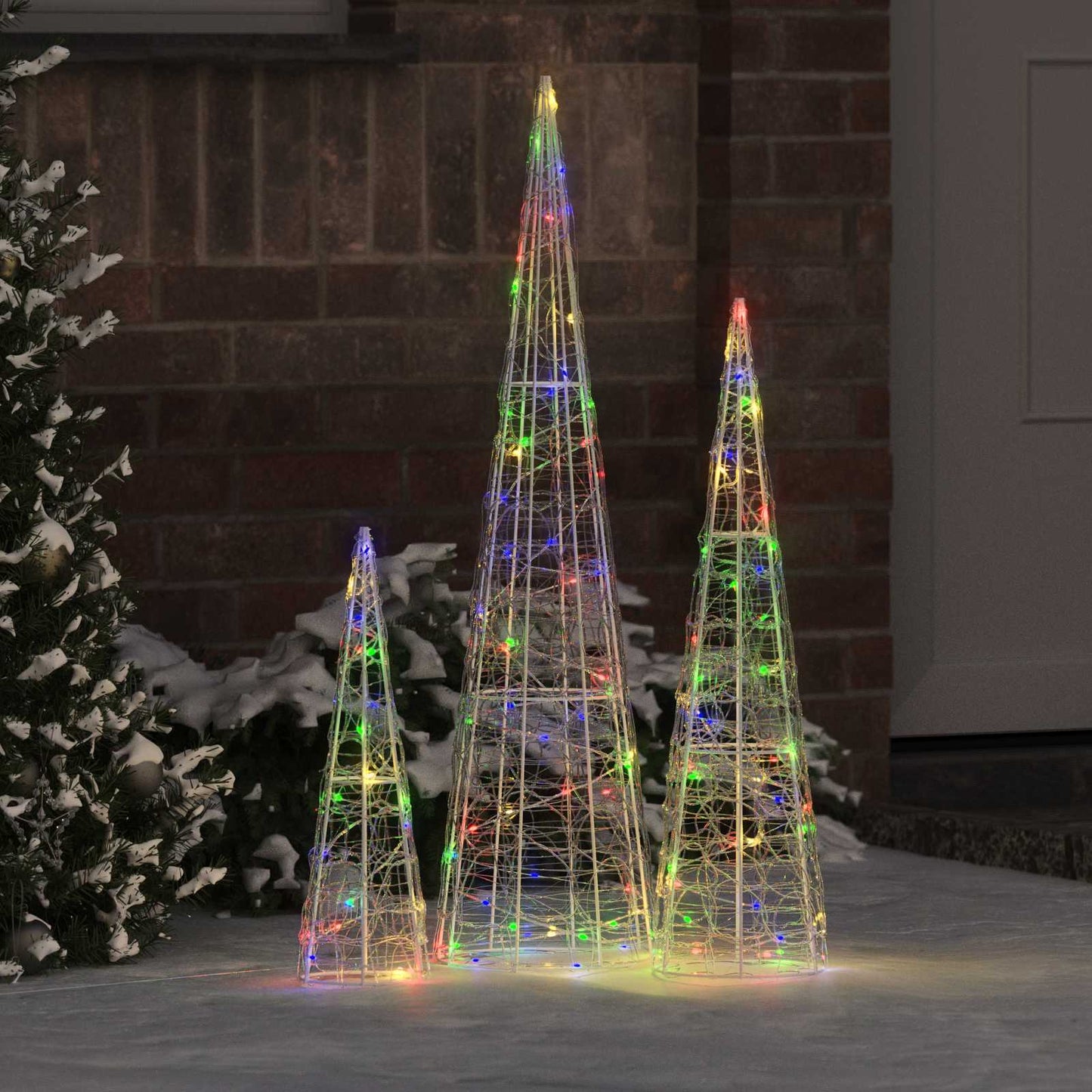 Kerstboom met 90 LED 3 pcs Multikleur 20 x 20 x 80 cm Acryl