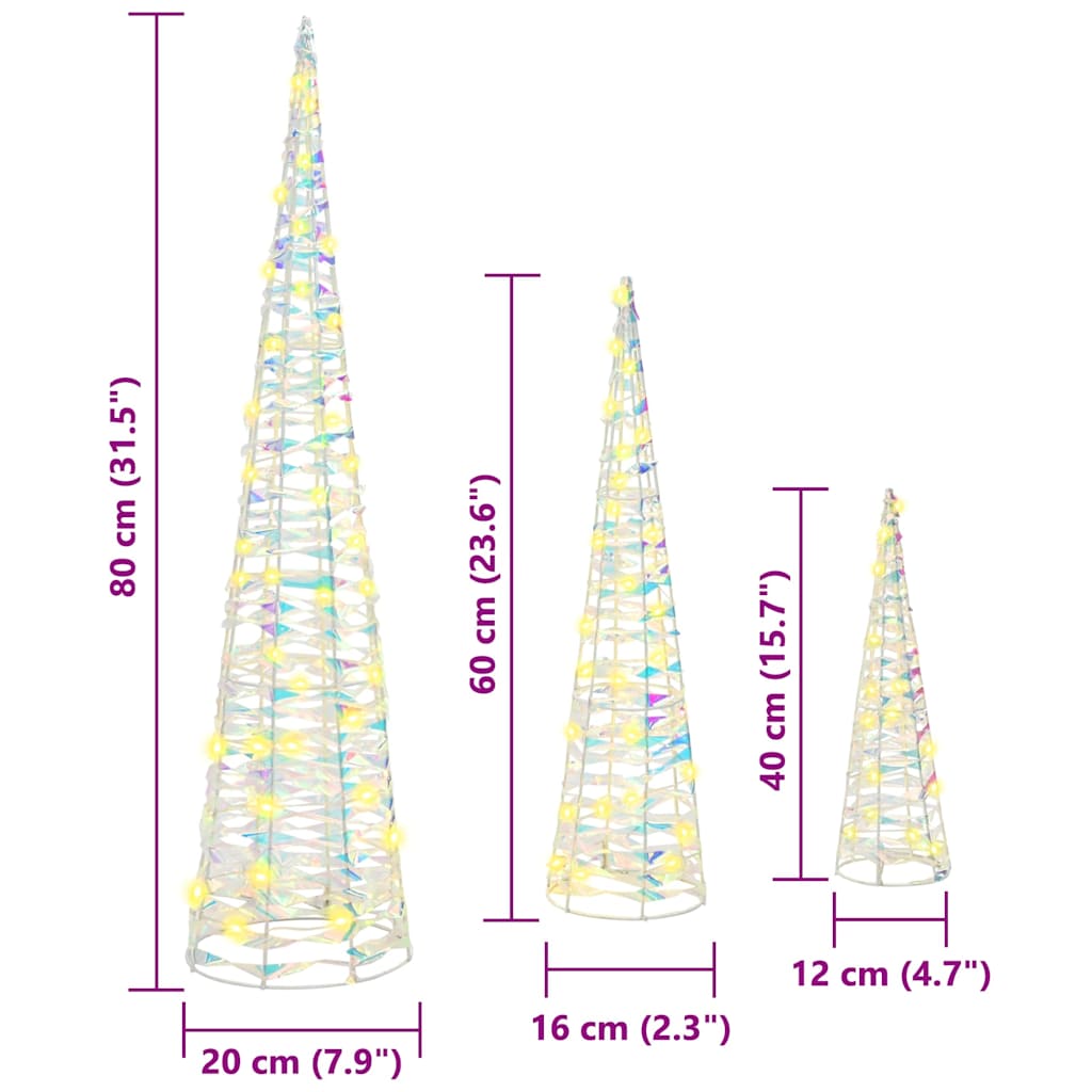 Kerstboom met 90 LED 3 pcs Warmwit 20 x 20 x 80 cm PET