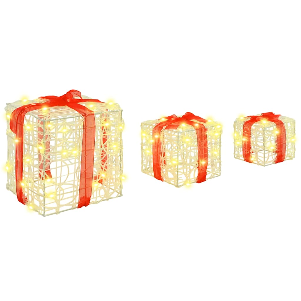 Cadeau Doos met 60 LED 3 pcs Warmwit 20 x 20 x 20 cm Acryl