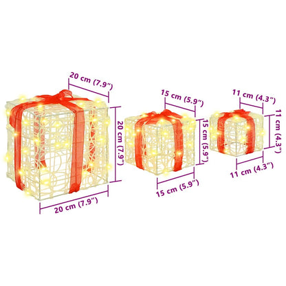 Cadeau Doos met 60 LED 3 pcs Warmwit 20 x 20 x 20 cm Acryl