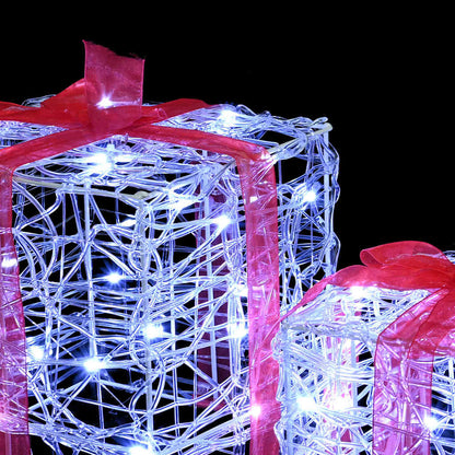 Cadeau Doos met 60 LED 3 pcs Koudwit 20 x 20 x 20 cm Acryl