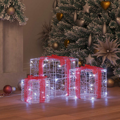 Cadeau Doos met 60 LED 3 pcs Koudwit 20 x 20 x 20 cm Acryl