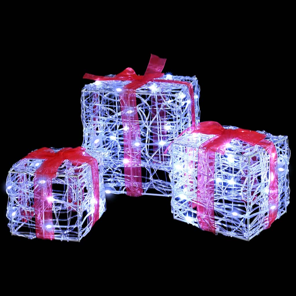 Cadeau Doos met 60 LED 3 pcs Koudwit 20 x 20 x 20 cm Acryl