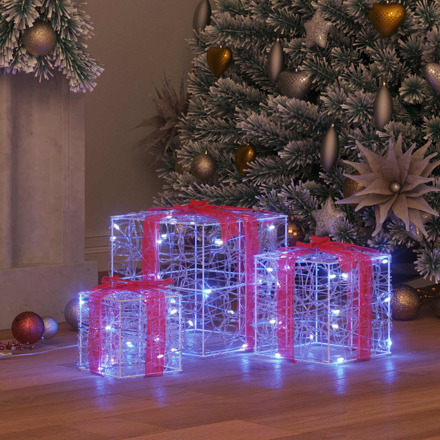 Cadeau Doos met 60 LED 3 pcs Blauw 20 x 20 x 20 cm Acryl