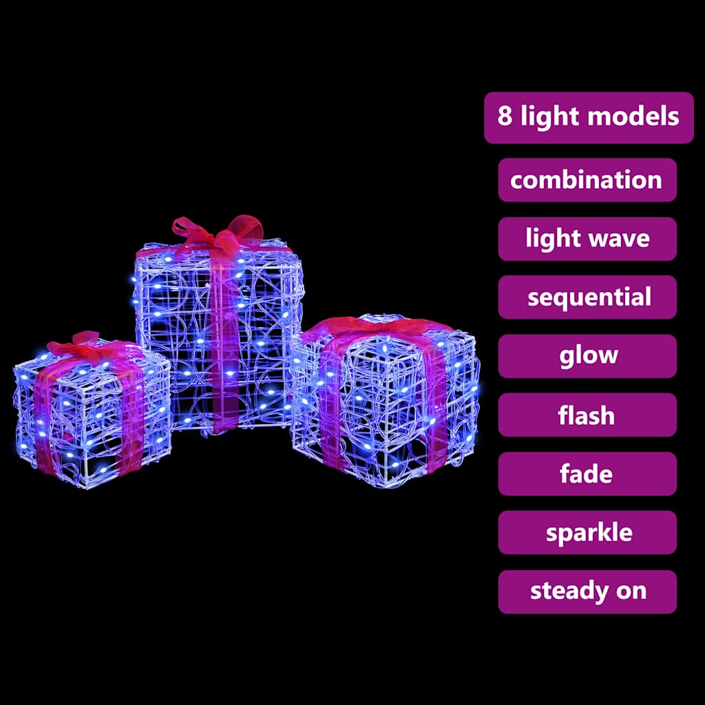 Cadeau Doos met 60 LED 3 pcs Blauw 20 x 20 x 20 cm Acryl