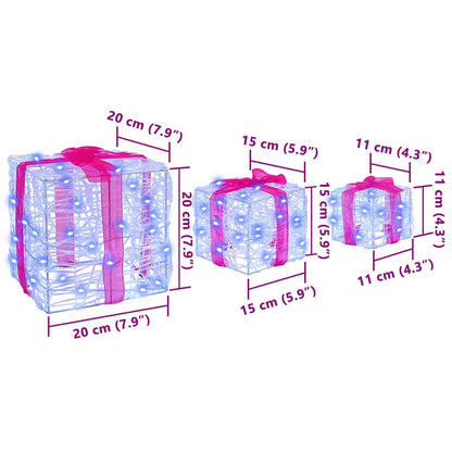 Cadeau Doos met 60 LED 3 pcs Blauw 20 x 20 x 20 cm Acryl