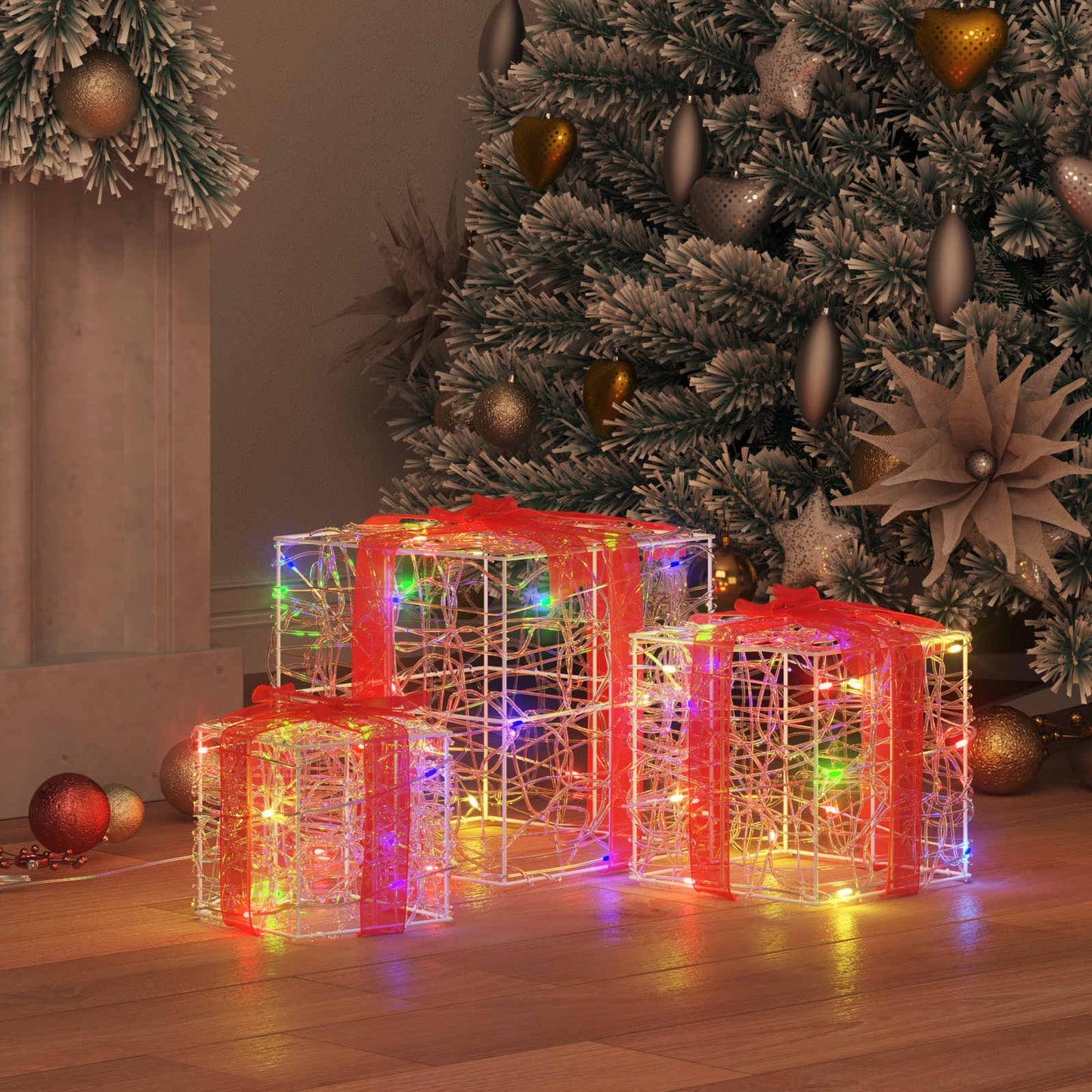 Cadeau Doos met 60 LED 3 pcs Multikleur 20 x 20 x 20 cm Acryl