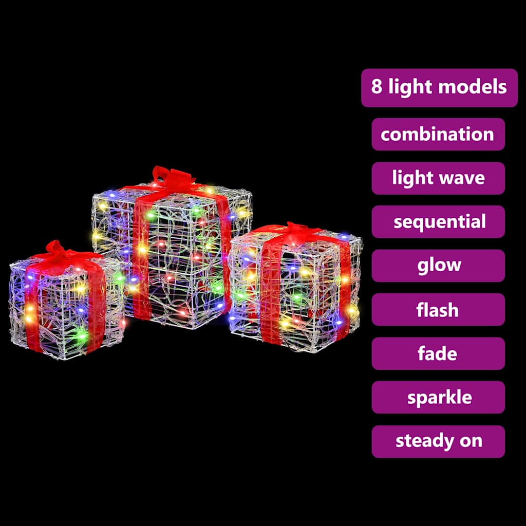 Cadeau Doos met 60 LED 3 pcs Multikleur 20 x 20 x 20 cm Acryl