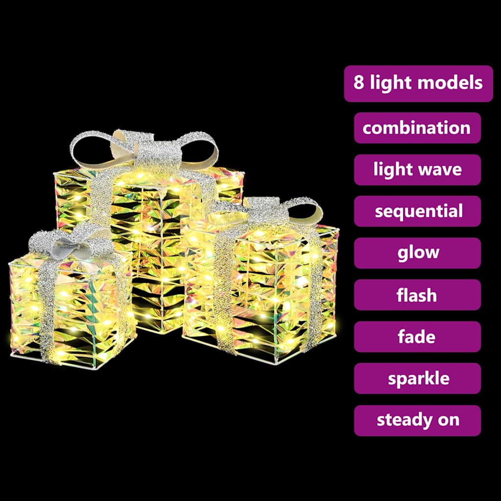 Cadeau Doos met 60 LED 3 pcs Warmwit 20 x 20 x 20 cm PET