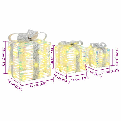 Cadeau Doos met 60 LED 3 pcs Warmwit 20 x 20 x 20 cm PET