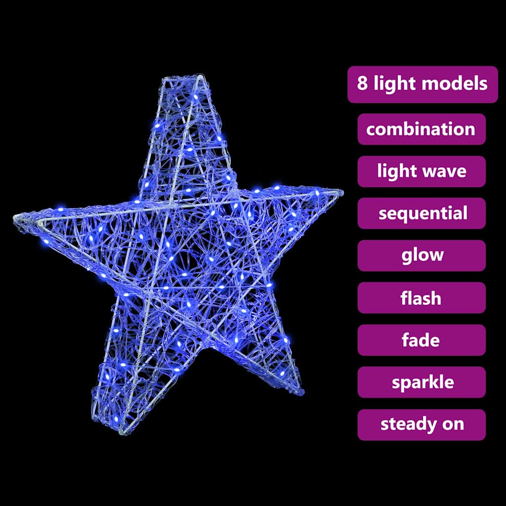 3D Ster met 50 LED Blauw 55 x 53,5 x 10 cm Acryl