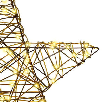 3D Ster met 50 LED Warmwit 55 x 52.5 x 9 cm Rattan