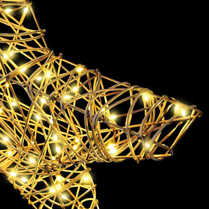 3D Ster met 50 LED Warmwit 55 x 52.5 x 9 cm Rattan