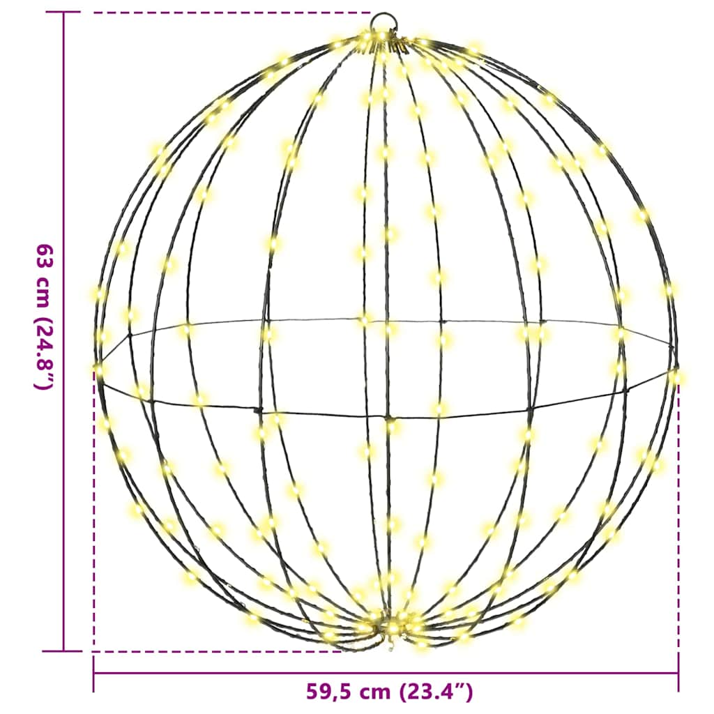 Bal met 384 LED 2 pcs Warmwit 60 cm Metaal