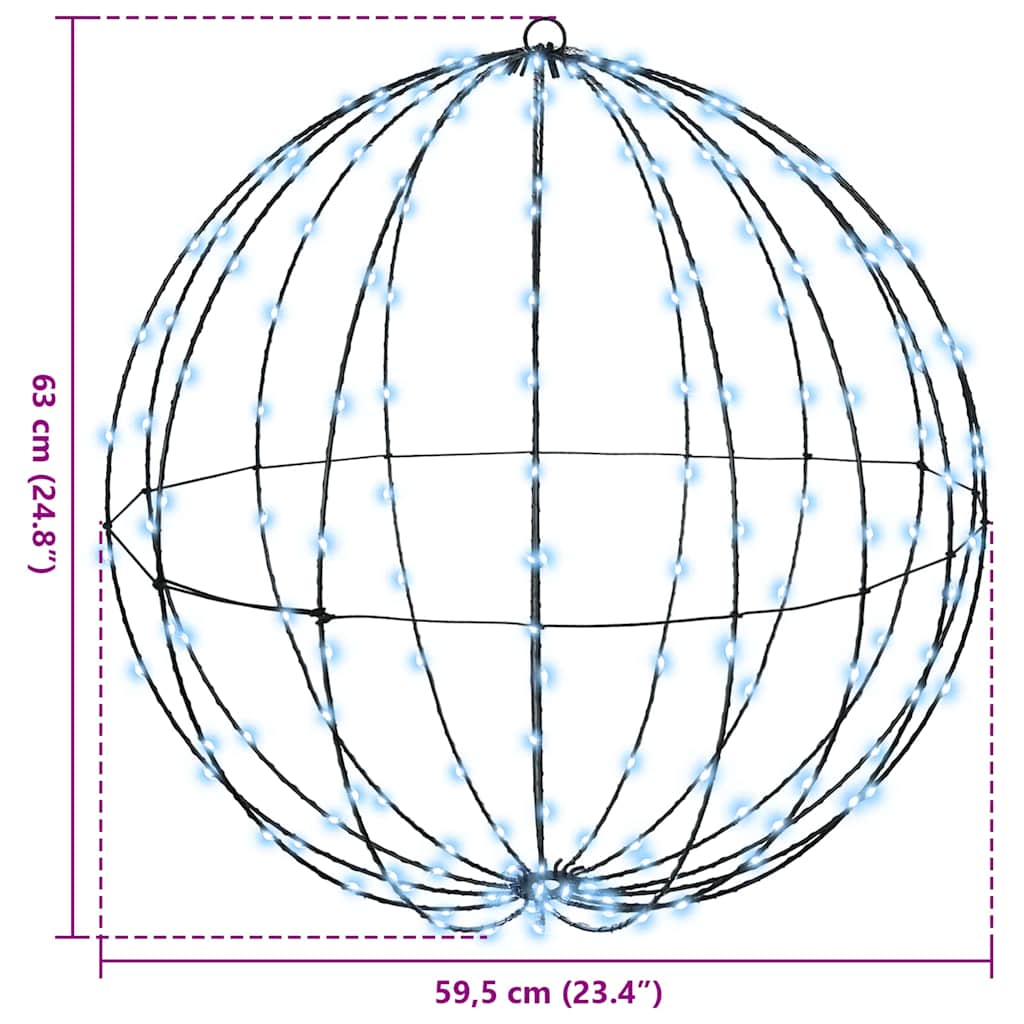 Bal met 192 LED Koudwit 60 cm Metaal