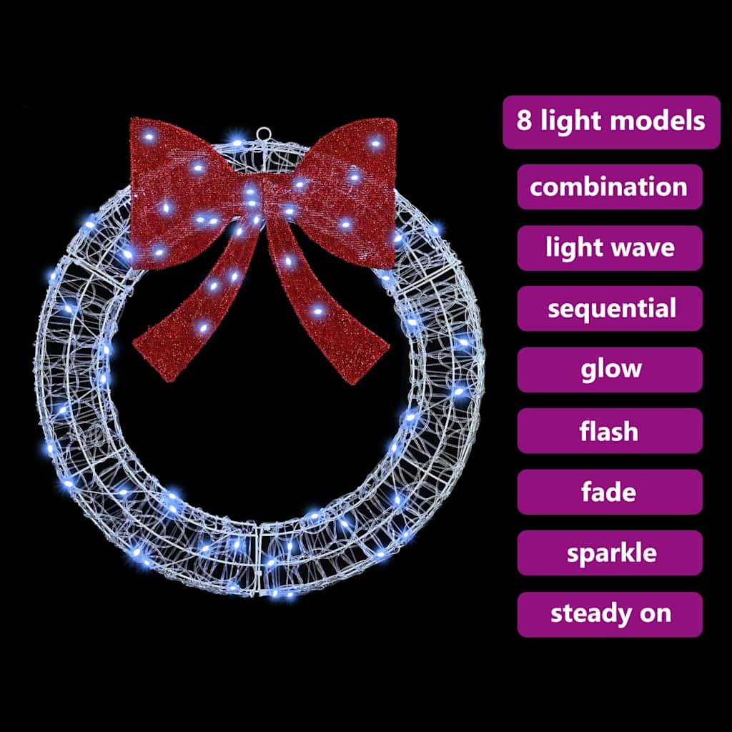 Krans met 60 LED Koudwit 76 x 8.5 x 76 cm Acryl