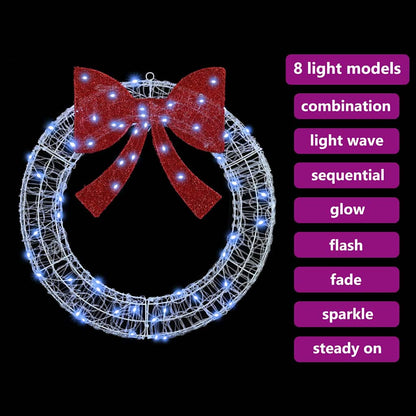 Krans met 60 LED Koudwit 76 x 8.5 x 76 cm Acryl