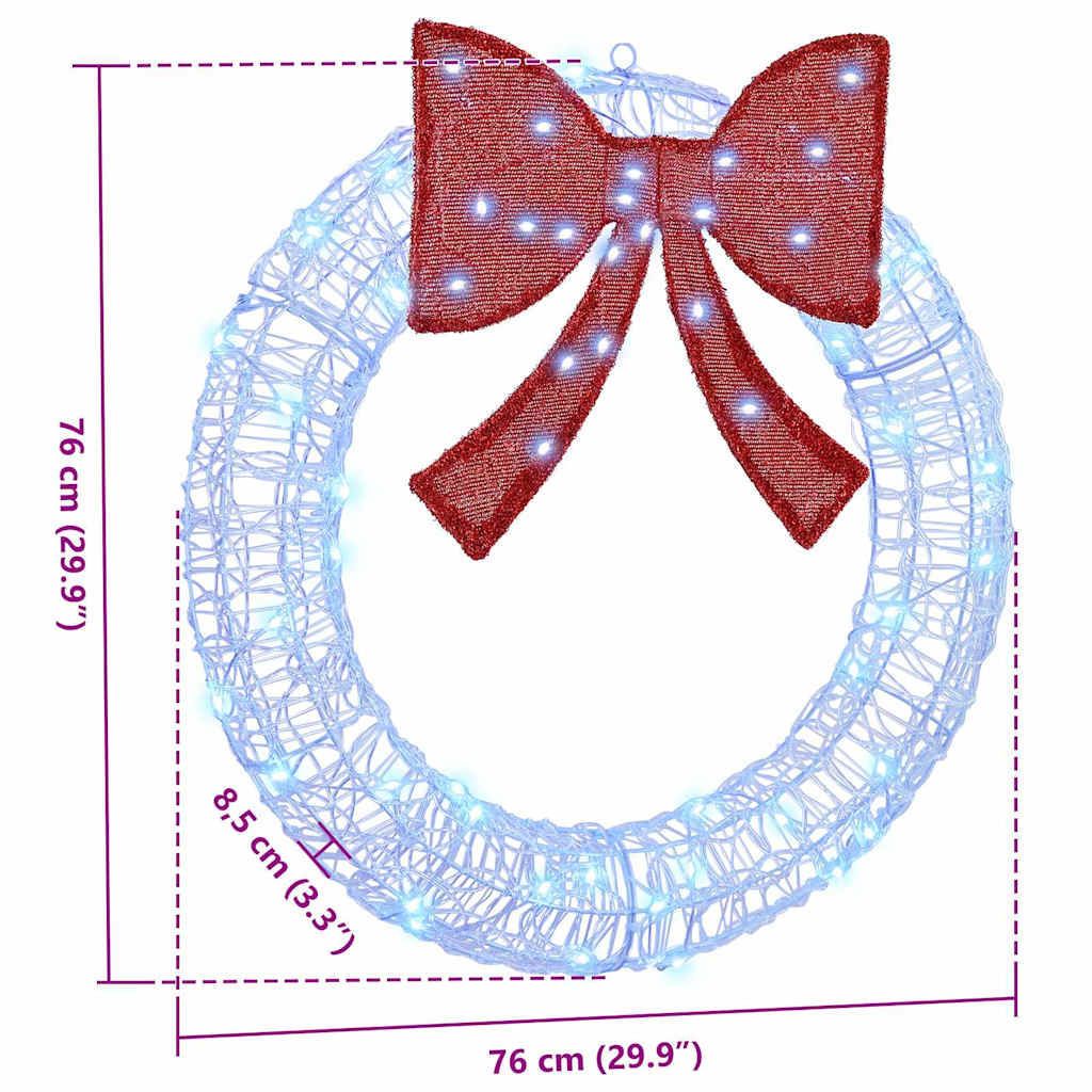 Krans met 60 LED Blauw 76 x 8.5 x 76 cm Acryl