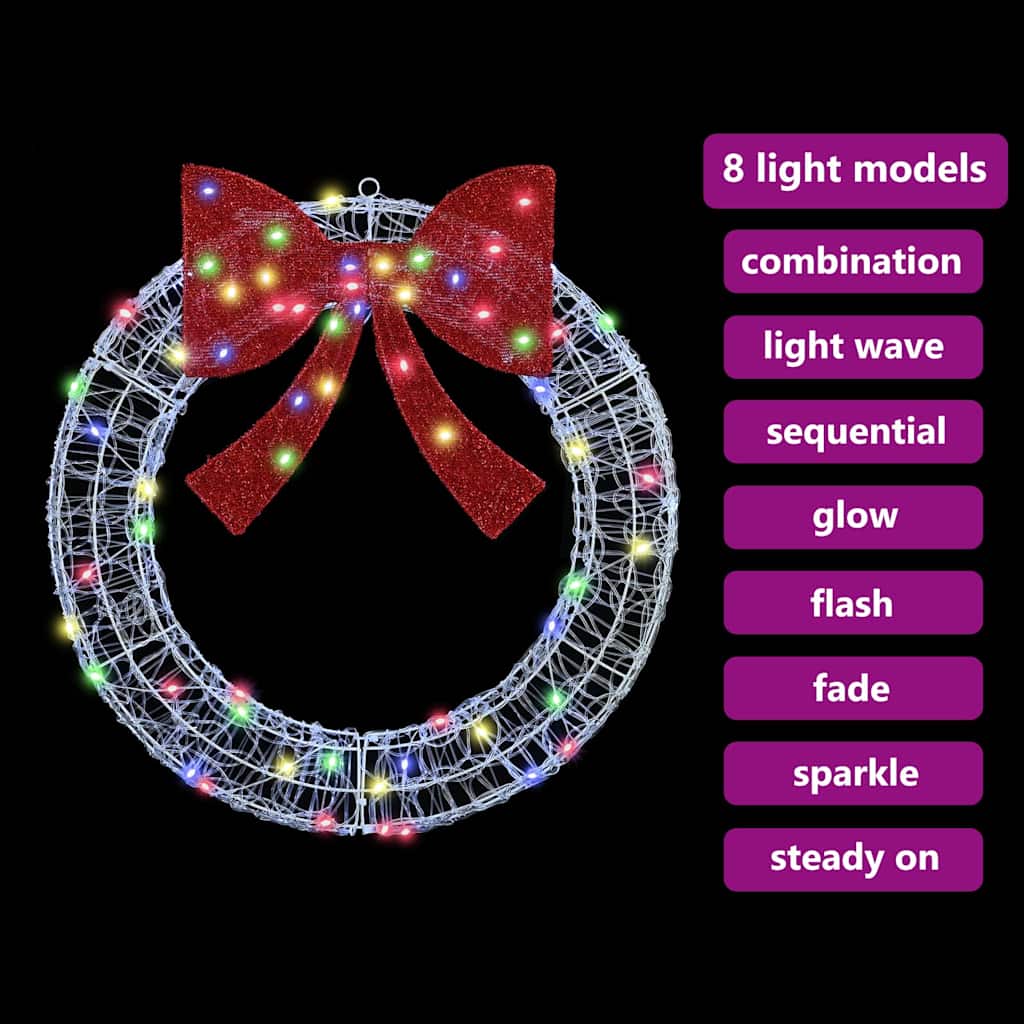 Krans met 60 LED Multikleur 76 x 8.5 x 76 cm Acryl