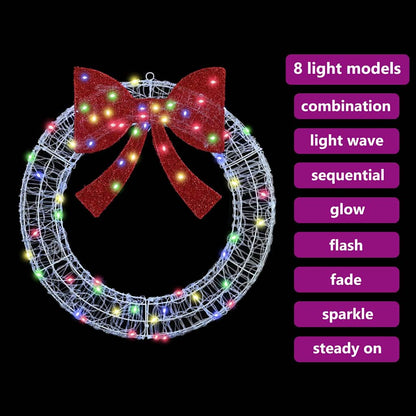 Krans met 60 LED Multikleur 76 x 8.5 x 76 cm Acryl