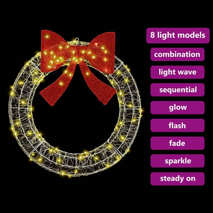 Krans met 80 LED Warmwit 92 x 9.5 x 92 cm Acryl