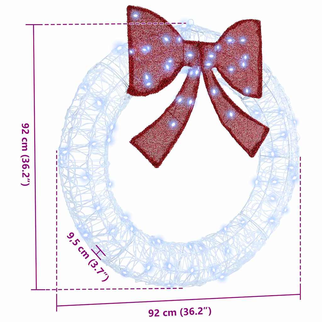 Krans met 80 LED Koudwit 92 x 9.5 x 92 cm Acryl